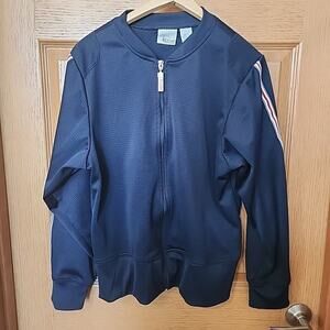 VINTAGE B.U.M.‎ Equipment Men's Blue Mesh Track Jacket Size Large Full Zip Navy